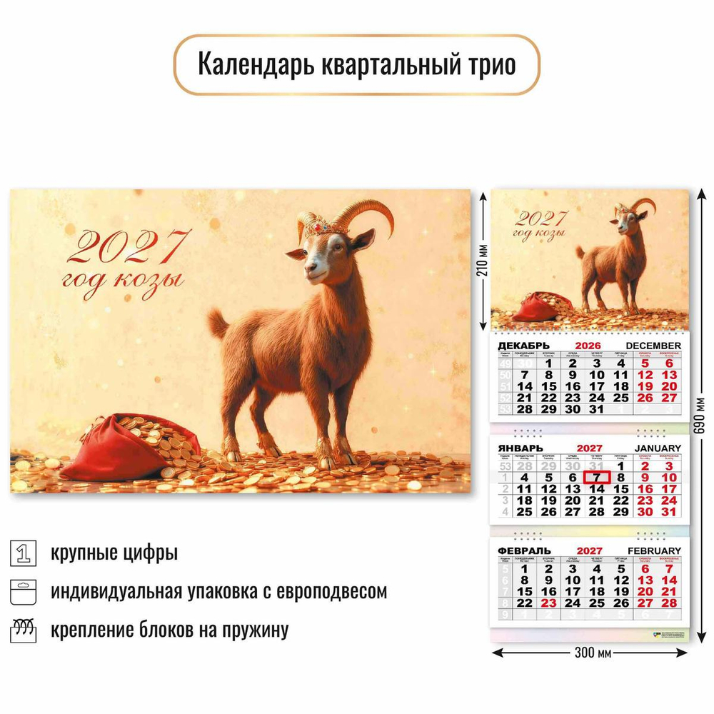 Календарь трио 2027 "Символ года" 10006 (Квадра)