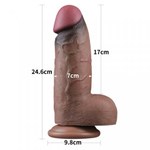 Фаллоимитатор XXL с двойным покрытием тёмный (24,6×7 см)