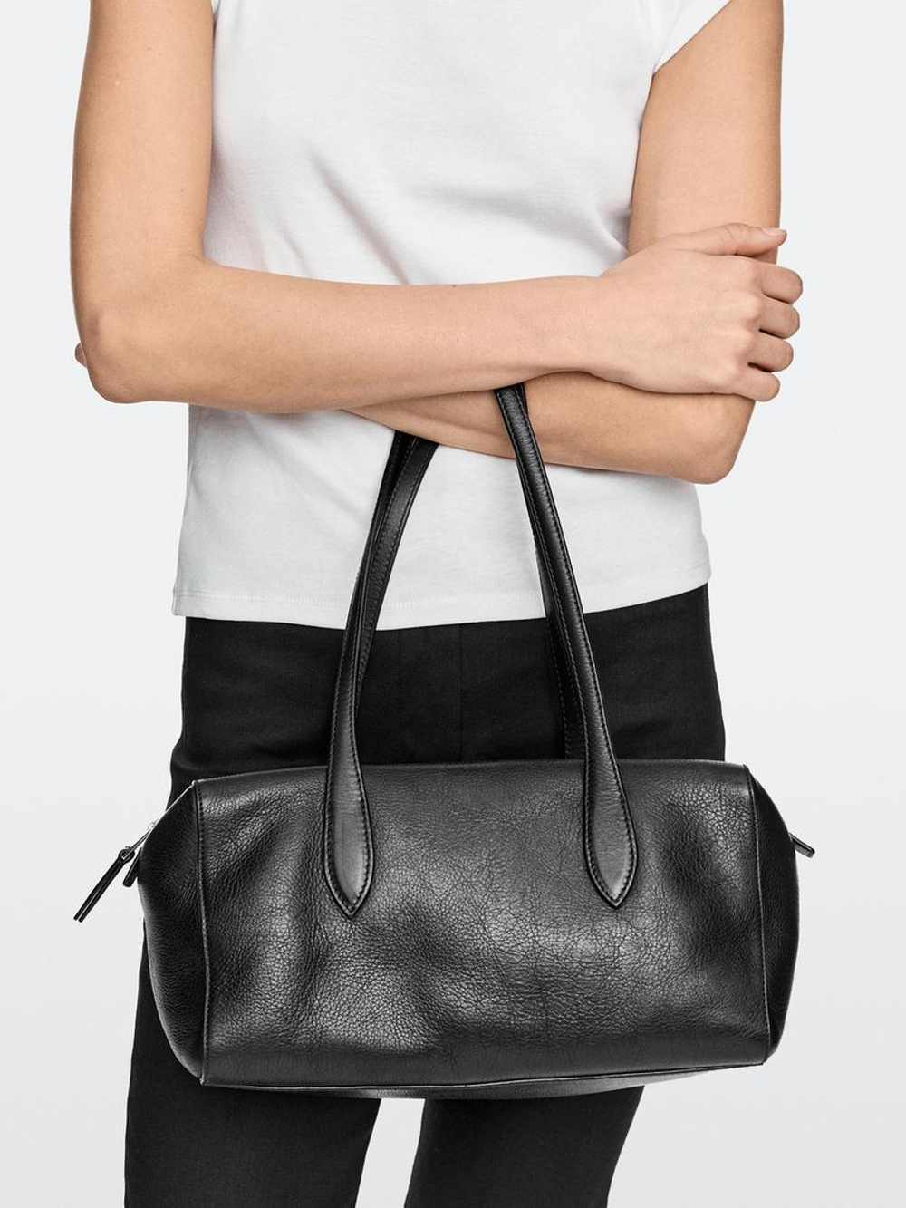 Massimo Dutti Сумка-мессенджер West из кожи наппа, черный