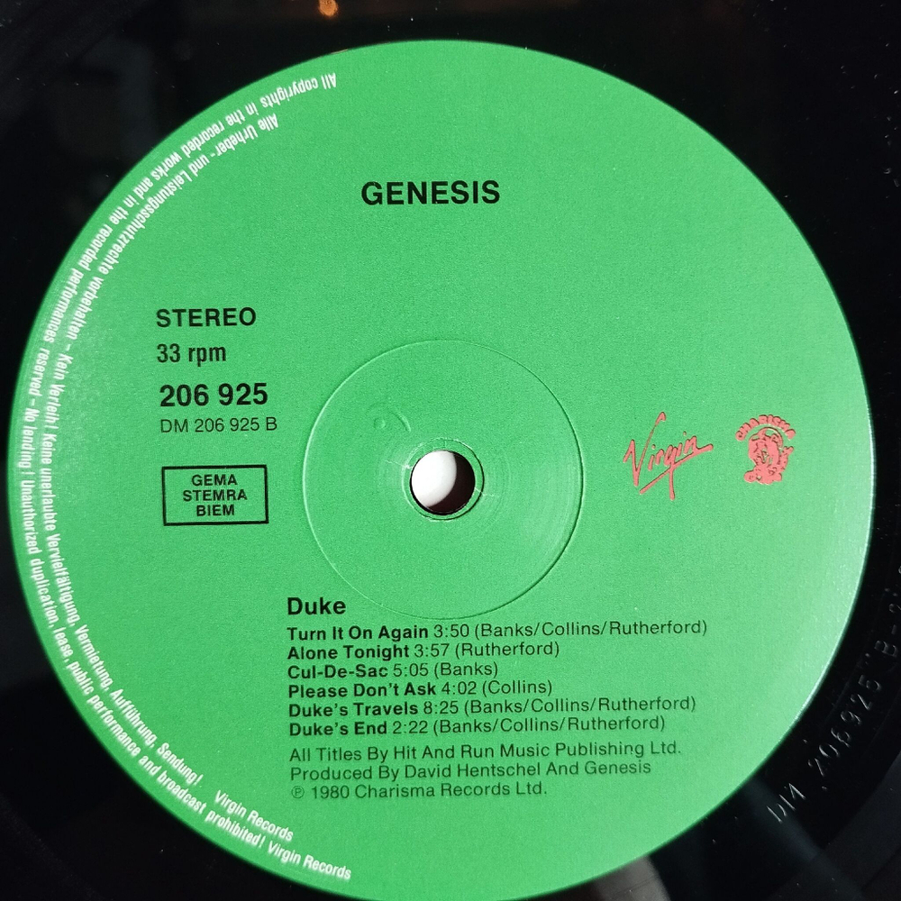 Винтажная виниловая пластинка LP Genesis Duke (Germany 1985)