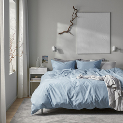 IKEA ÄNGSLILJA  (ИКЕА ЭНГСЛИЛЙА)  -  Пододеяльник и 2 наволочки - сине-серый 200х200/50х60 см