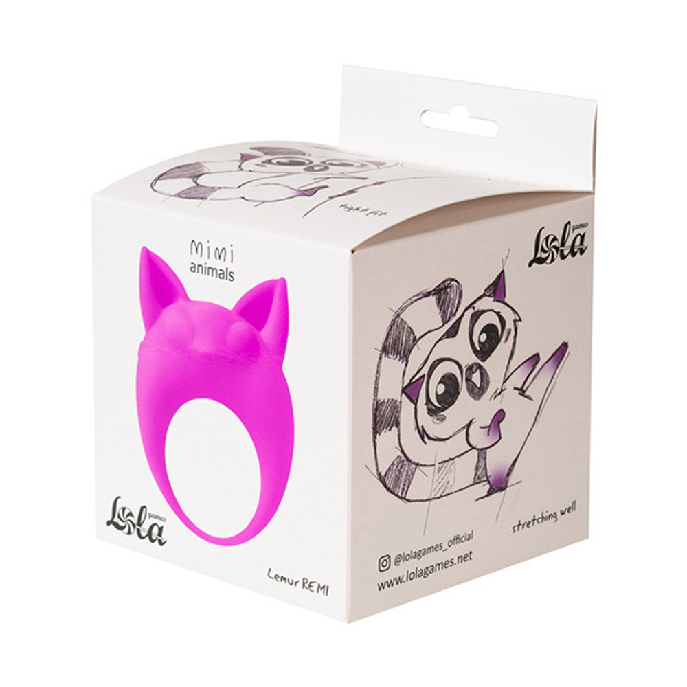 Фиолетовое эрекционное кольцо 3,5см с вибрацией Lola Games Mimi Animals Lemur Remi Purple 7000-15lola