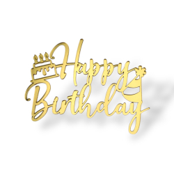 Топпер На Торец "Happy Birthday" ТН6236 10см, акрил