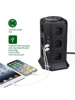 Удлинитель сетевой фильтр на 12 розеток, 5 USB