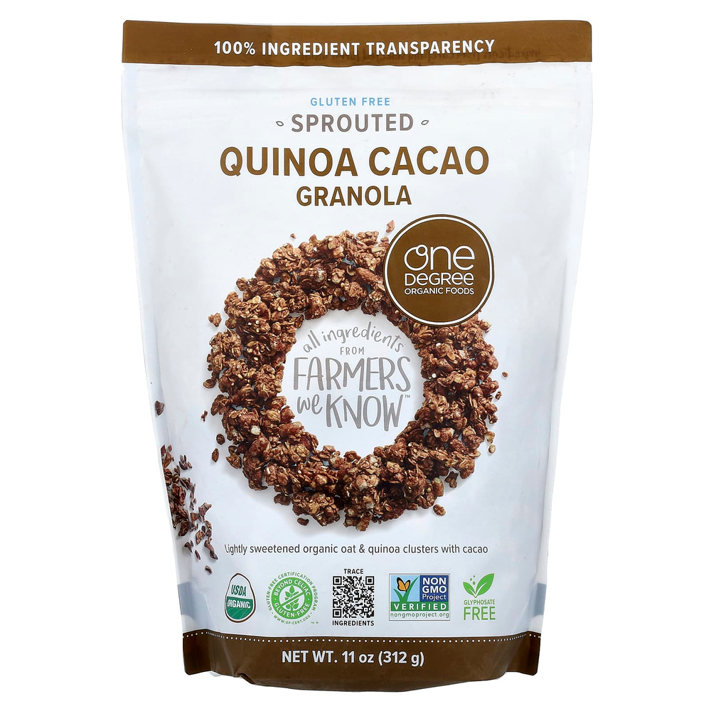 One Degree Organic Foods, гранола из пророщенного киноа и какао, 312 г (11 унций)