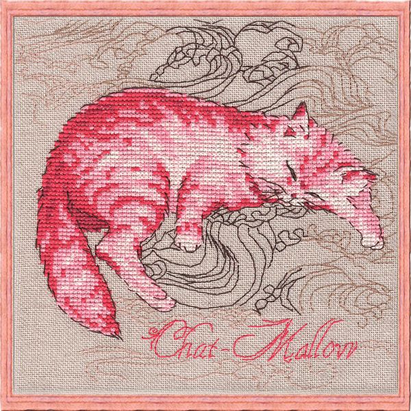 Набор для вышивания нитками Nimue, Chat-Mallow (Гламурная кошечка), 15х15 см