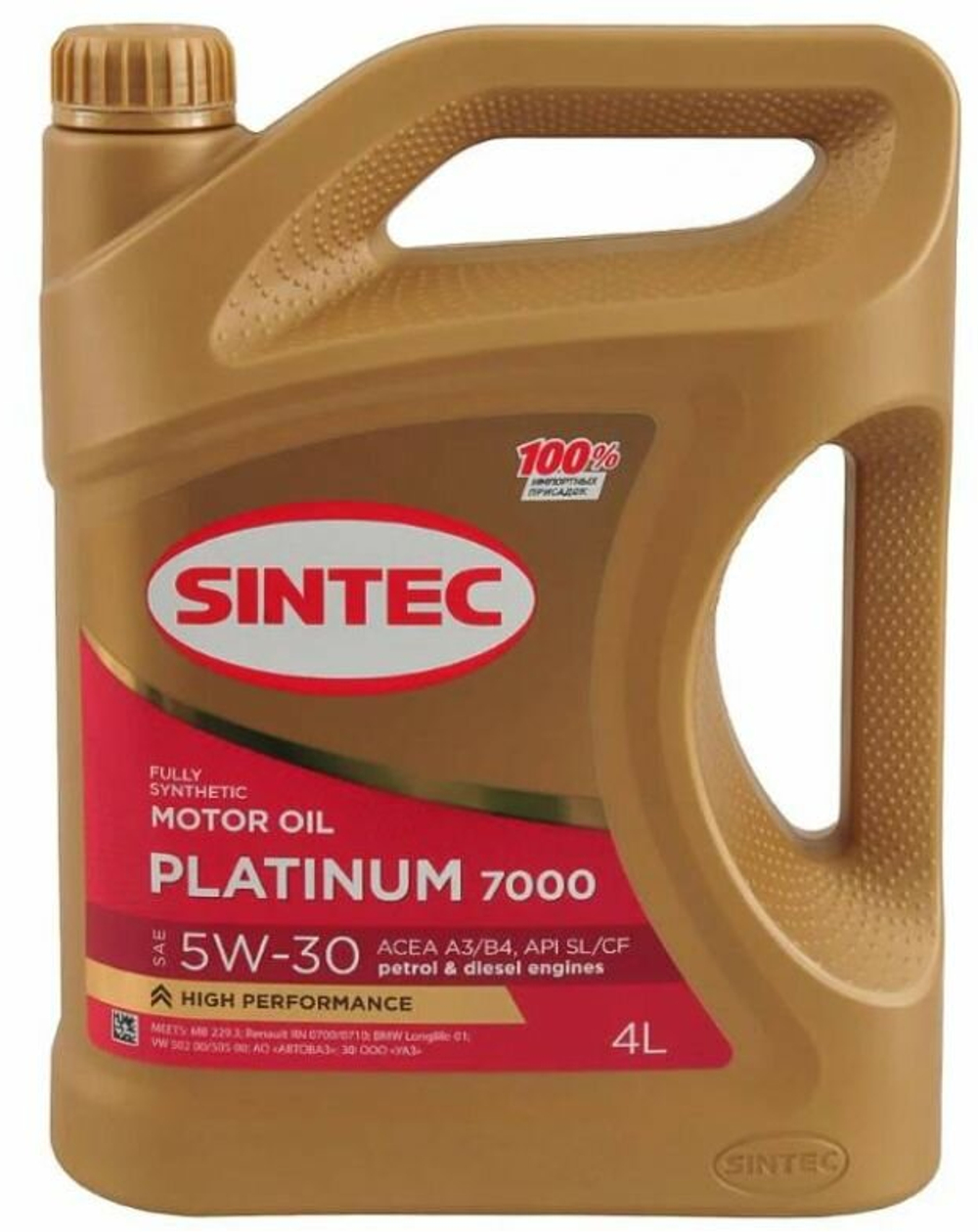 Масло моторное SINTEC 5W30 60л синтетика PLATINUM 7000 API SL/CF ACEA A3/B4 Sintec 600146