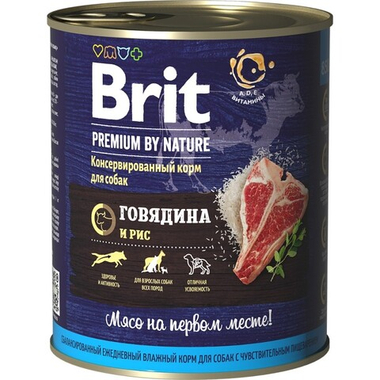 Brit Premium by Nature All Breeds Говядина/Рис консервы для собак 850 г