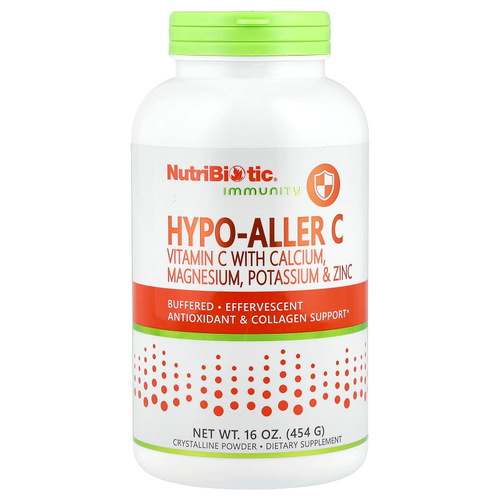 NutriBiotic, Immunity, Hypo-Aller C, витамин C с кальцием, магнием, калием и цинком, кристаллический порошок, 454 г (16 унций)