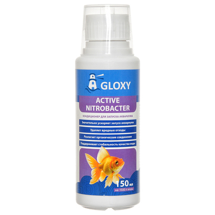 GLOXY Active Nitrobacter Кондиционер для быстрого запуска аквариума, 150 мл на 1500 л