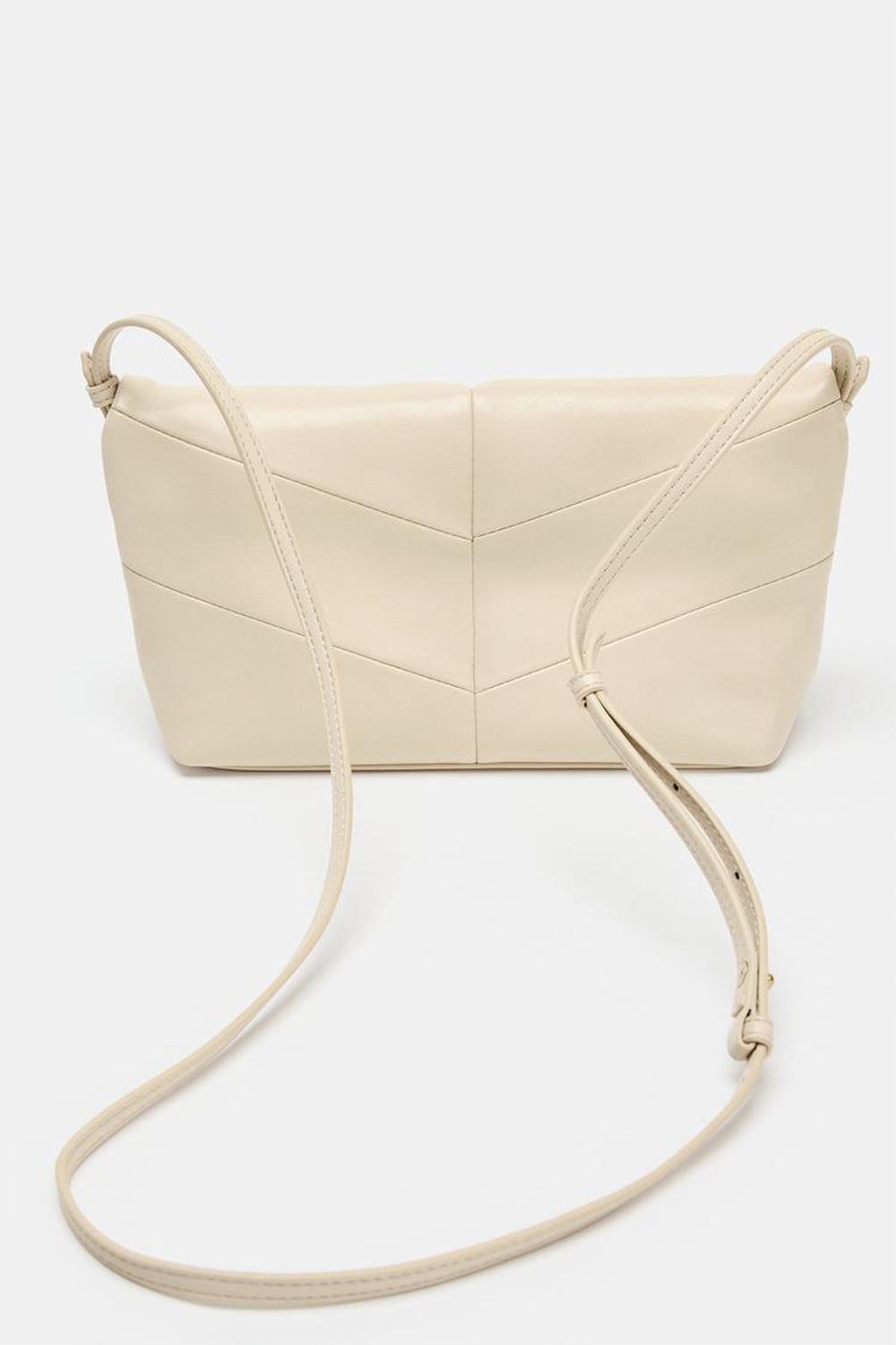 ZARA СТЕГАНАЯ СУМКА-КОНВЕРТ, ЭКРЮ