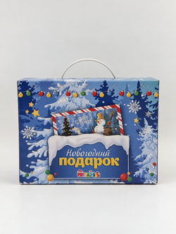 Коробка подарочная "Новогодний подарок" синяя (3П), арт. 02119