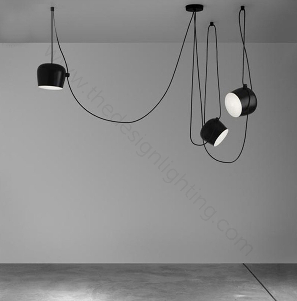 Pendant design lamp  AIM by Flos (3 lampshade ,  Black)