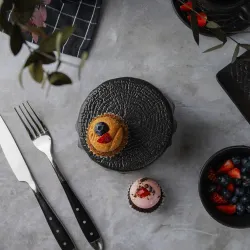Блюдо круглое для подачи d 12 см h7 см для закусок Black Raw Wood P.L. Proff Cuisine [6]