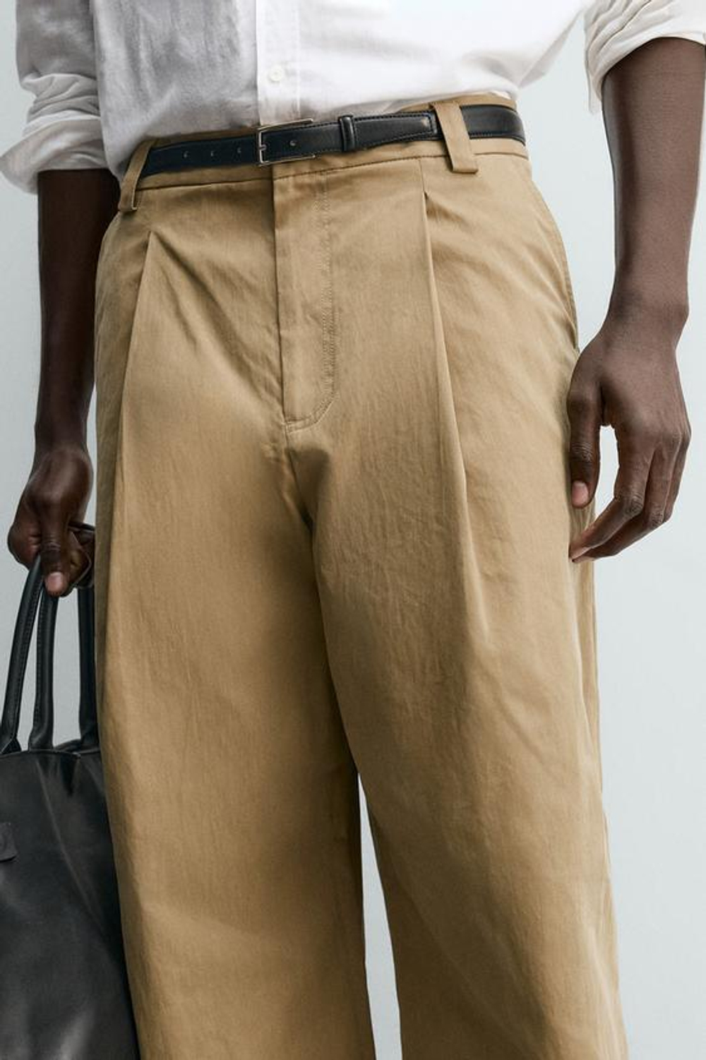ZARA БРЮКИ BARREL FIT СО СКЛАДКАМИ, БЕЖЕВЫЙ