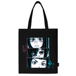 Сумка шоппер BRAUBERG PREMIUM, канвас, 40×35 см, на кнопке, карман, черный, «Anime face».