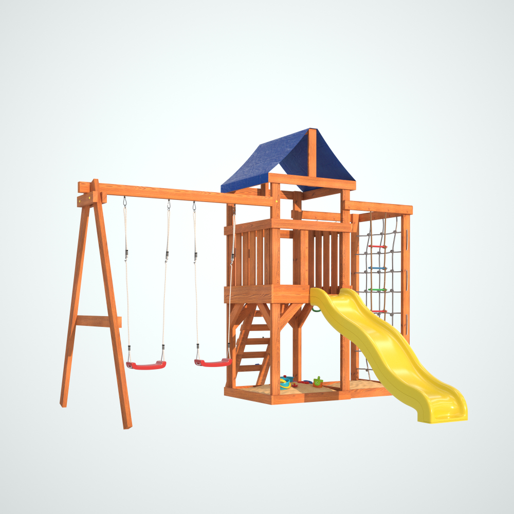 Детская площадка Fun Land с сеткой стенкой и качелями