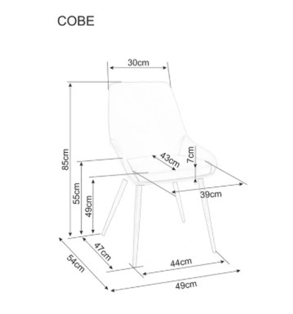 Стул SIGNAL COBE Velvet Bluvel 40 темно-бежевый/черный