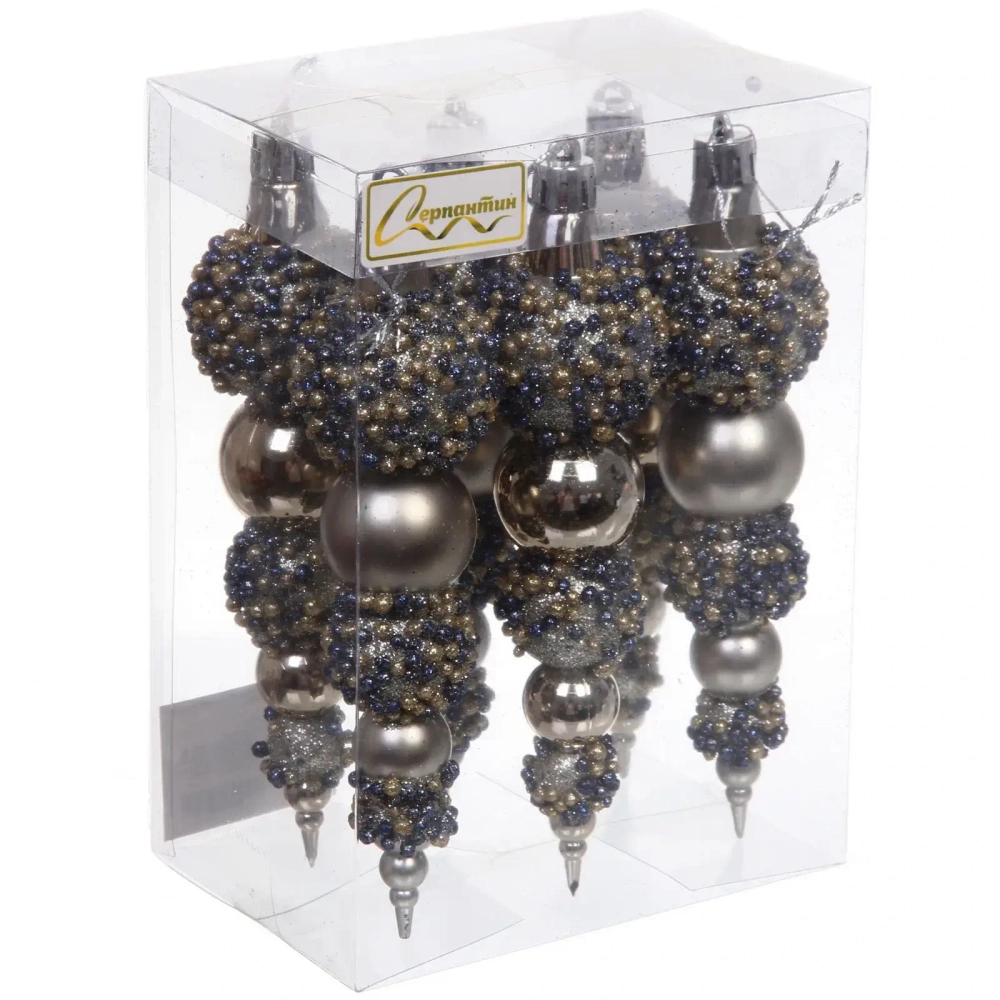 Набор украшений SHINE «Fairy tale» 14 см (6 шт.), champagne silver