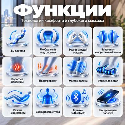 Массажное кресло RelaxMaster «Pearl Wave S», SL [графитно-белое]