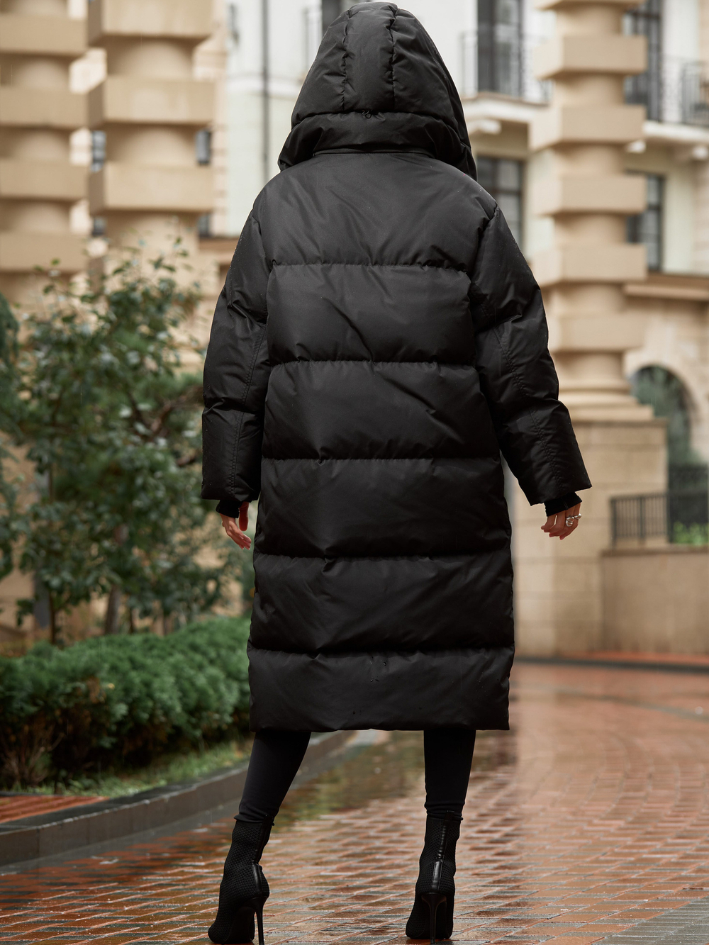 MAXI пуховик с объемным капюшоном,BLACK 🌌