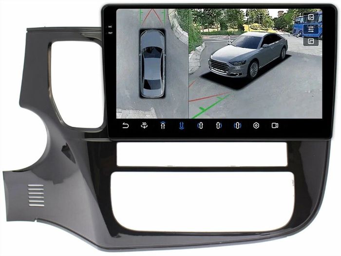 Магнитола для Mitsubishi Outlander 3 2012-2022 (левый руль) - FarCar BX10-360-7163 монитор 10.36" 2K QLED на Android 13, Быстрая, CarPlay, 4G SIM-слот, 4 камеры в комплекте