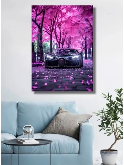 Картина "Bugatti среди сакуры", интерьерная 50х70см 1шт.