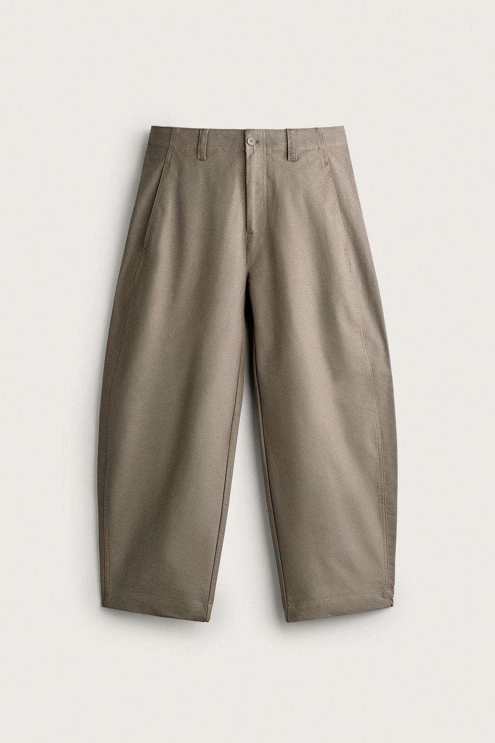 ZARA БРЮКИ BALLOON FIT, СЕРО-КОРИЧНЕВЫЙ