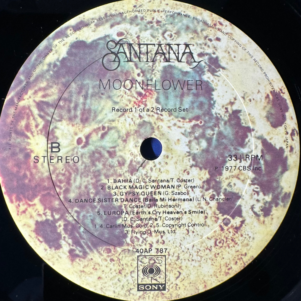 Santana - Moonflower 2LP (Япония 1977г.)