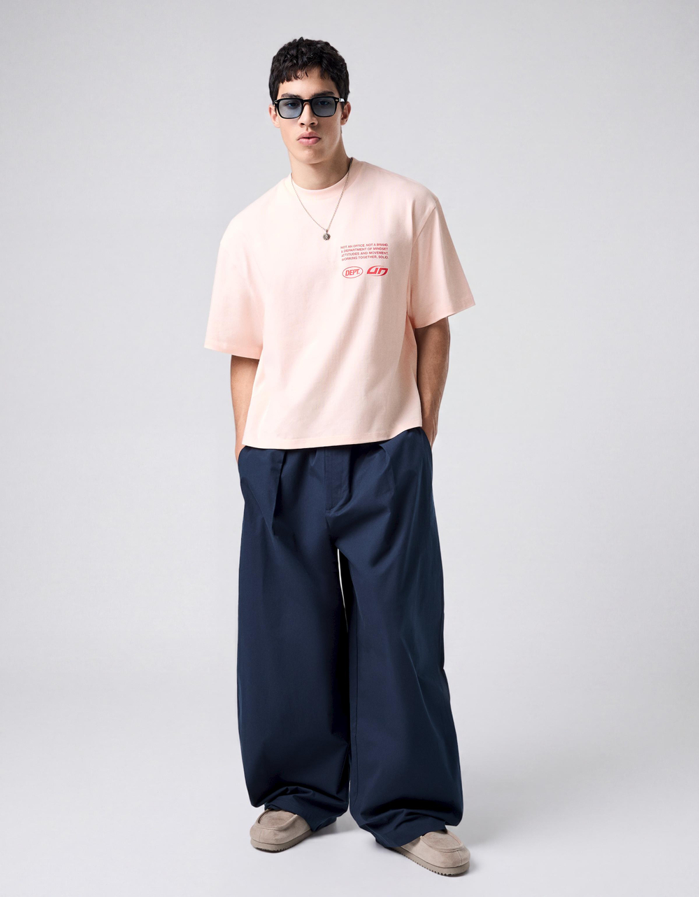 Мужская футболка boxy fit с надписью в уличном стиле - BERSHKA