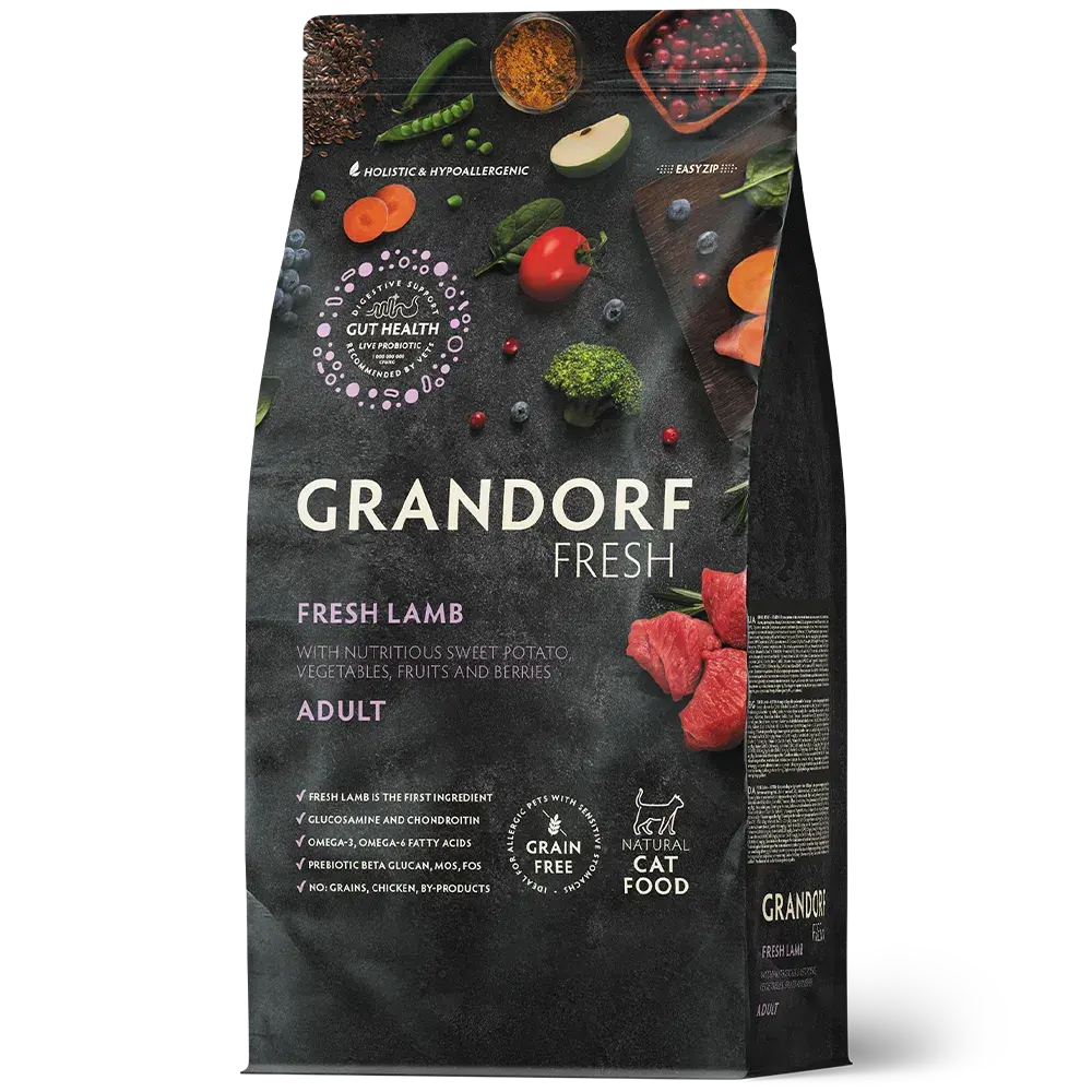GRANDORF Fresh Cat ADULT Lamb&Sweet Potato Свежее мясо ягненка с бататом для кошек 400г