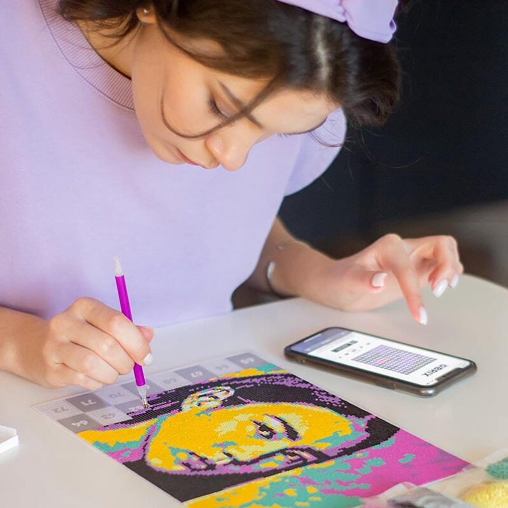 Алмазная фотомозаика QBRIX Pop-Art - Пксель-арт, собери свою цветную картину по фото из кристаллов и страз