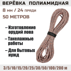 Веревка полиамидная цветная Prival, 8мм