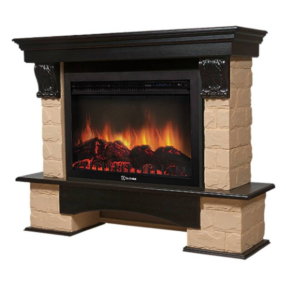 Портал Firelight Forte 30S камень бежевый, шпон темный дуб