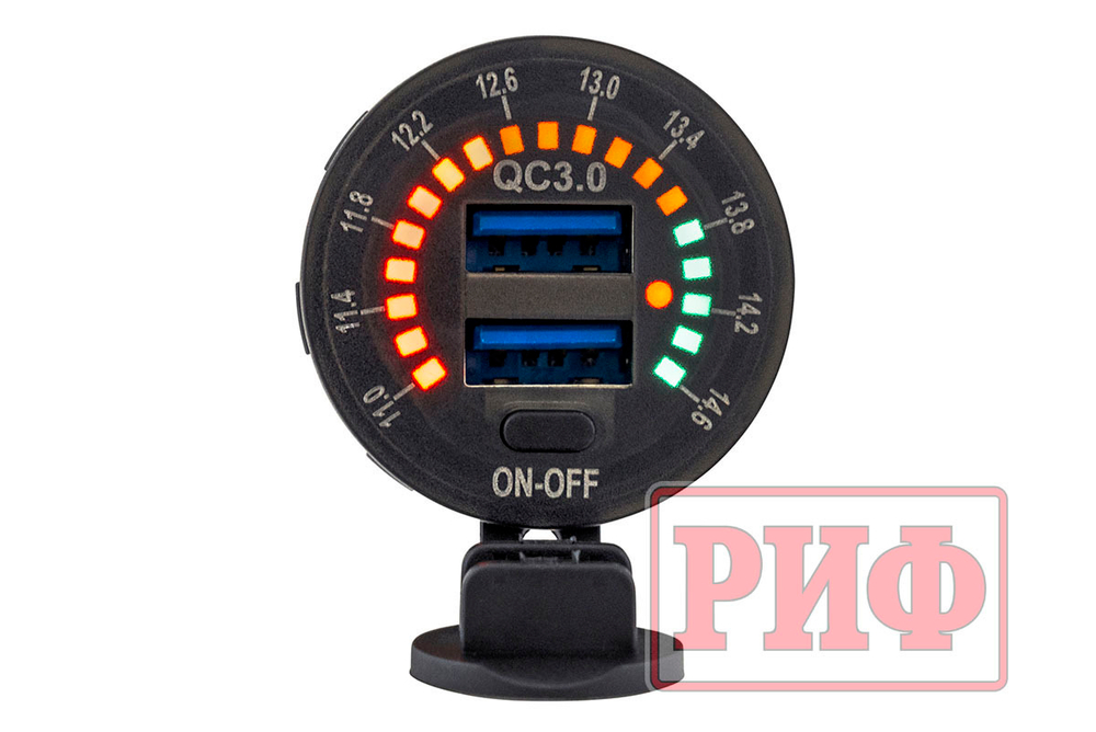 Розетка USB 2 QC 3.0 с вольтметром