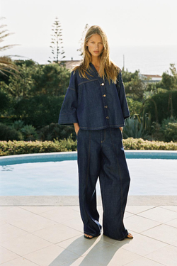 ZARA ДЖИНСЫ Z1975 JOGGER WIDE-LEG С ВЫСОКОЙ ПОСАДКОЙ, СИНИЙ