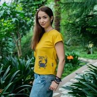 Футболка с хвостиком женская "ГдетоЛето" Горчица