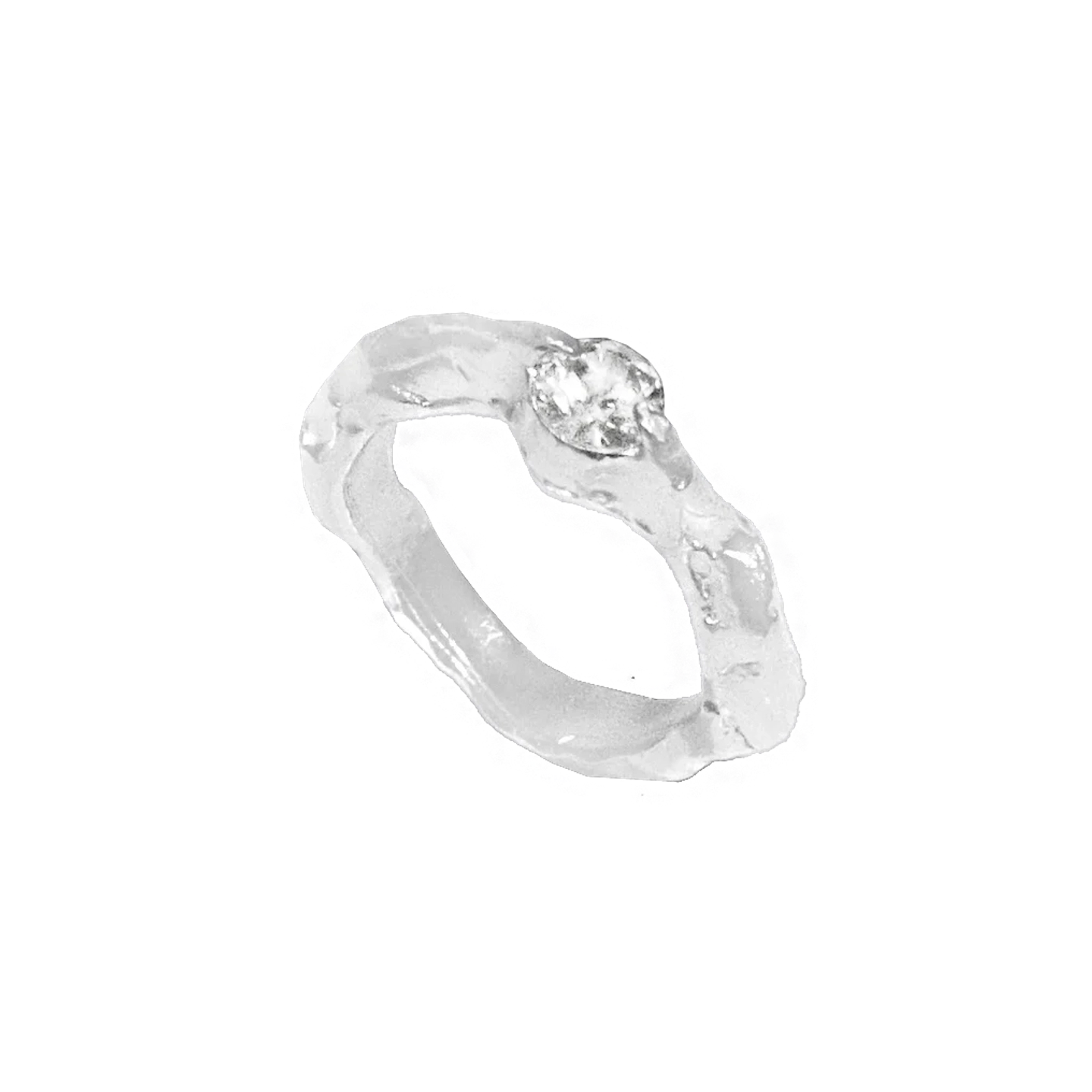 Кольцо в плавной оправе с белым фианитом / White Melt Ring