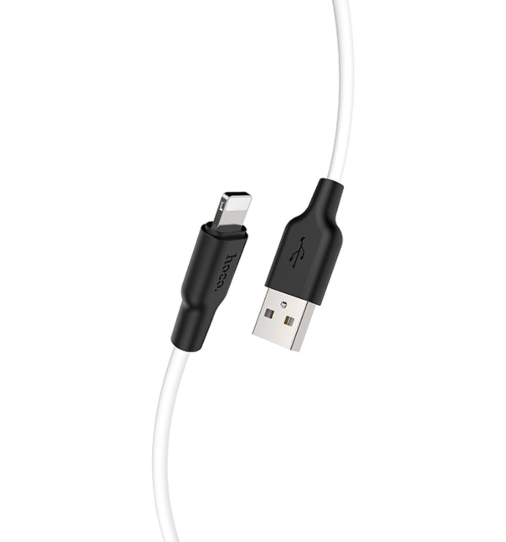 Usb Кабель-зарядка Lightning Hoco X21 Plus Silicone 2.4A 1м мягкий силиконовый белый