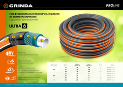 GRINDA ULTRA 6, 1/2″, 50 м, 30 атм, шестислойный, двойное армирование, поливочный шланг, PROLine (429009-1/2-50)