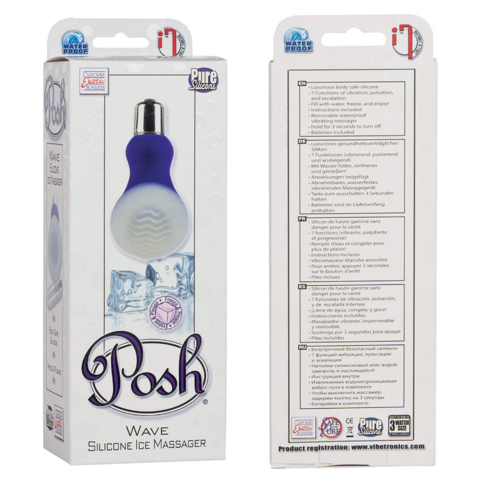 Массажер фиолетового цвета со съемной насадкой для заморозки Posh Silicone Wave (Цвет: фиолетовый)