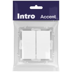 Переключатель Intro Accent 6-107-01М двойной, 10А-250В, IP20, СУ, AL/CU, белый матовый | Intro