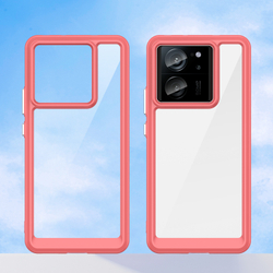 Чехол противоударный с мягкими рамками красного цвета для Xiaomi 13T и 13T Pro, мягкий отклик кнопок