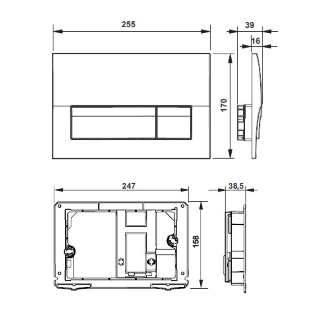 Клавиша смыва Roca Active 8901170B0 белый схема