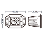 AE18RT-6LED-EMB-73HC Фара светодиодная дополнительная, прямоугольная 122*73*92, направленный свет, 6 диодов, встраиваемая, 18 Вт, 10-30 В