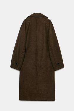 ZARA МЯГКОЕ ПАЛЬТО ОВЕРСАЙЗ, КОРИЧНЕВЫЙ