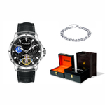 KANGOL Automatic Mechanical Movement Genuine Leather Strap Watch Men"s Watches Skeleton Dial