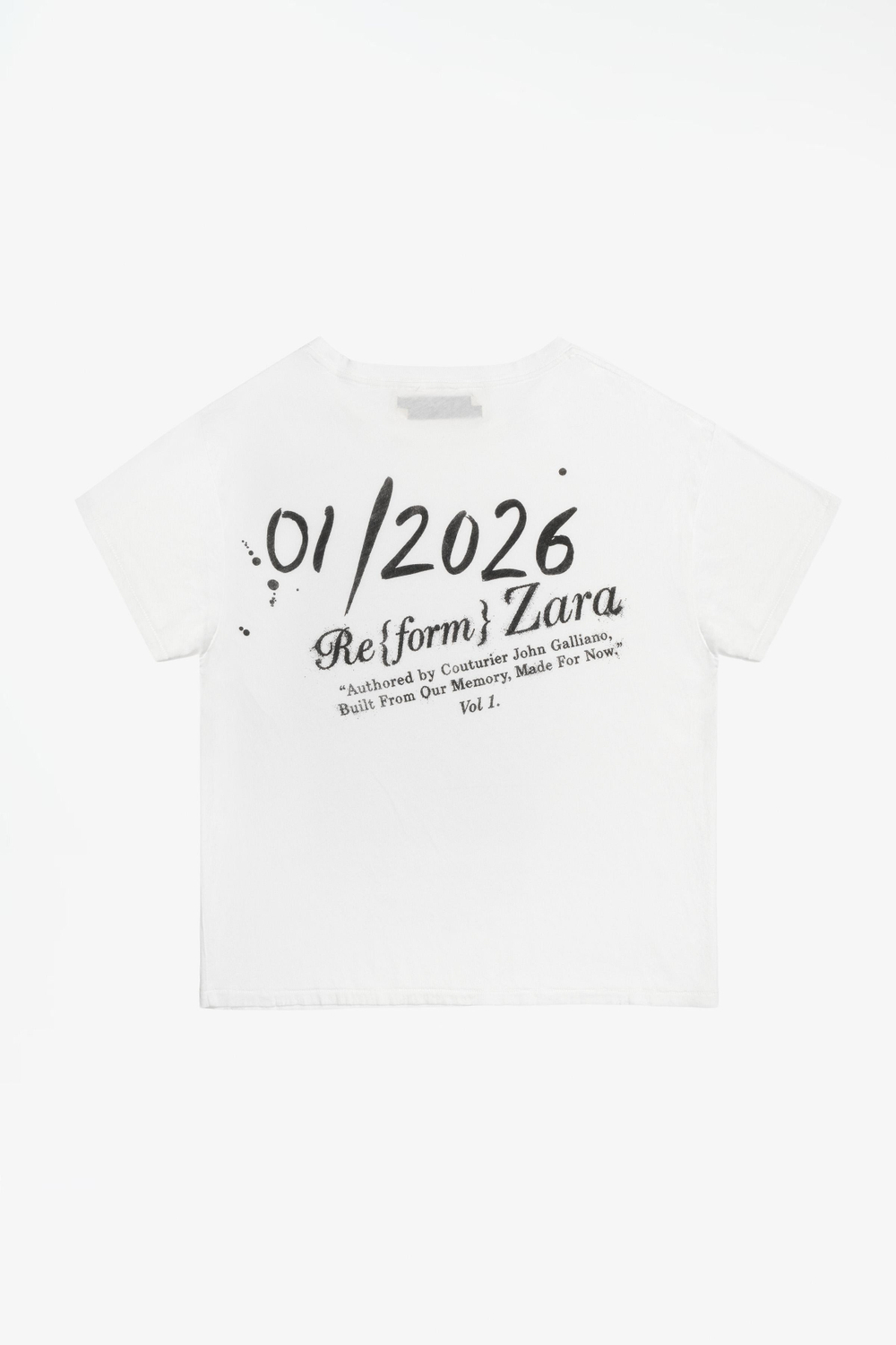 ZARA X JOHN GALLIANO ФУТБОЛКА С ПРИНТОМ, БЕЛЫЙ/СЕРЫЙ