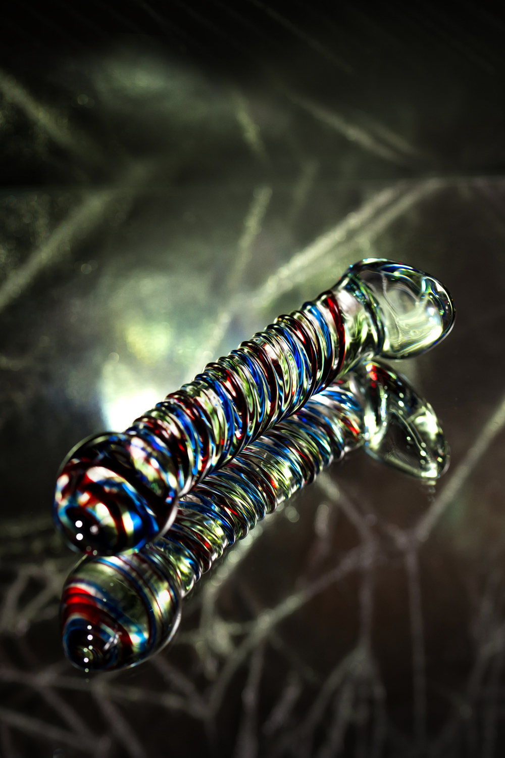 Фаллоимитатор Sexus Glass стеклянный ребристый 16 см