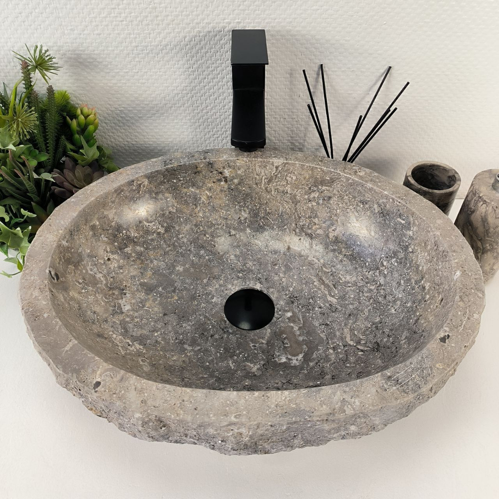 Раковина из мрамора Erozy Grey EM-64816 51x41x16 из натурального камня
